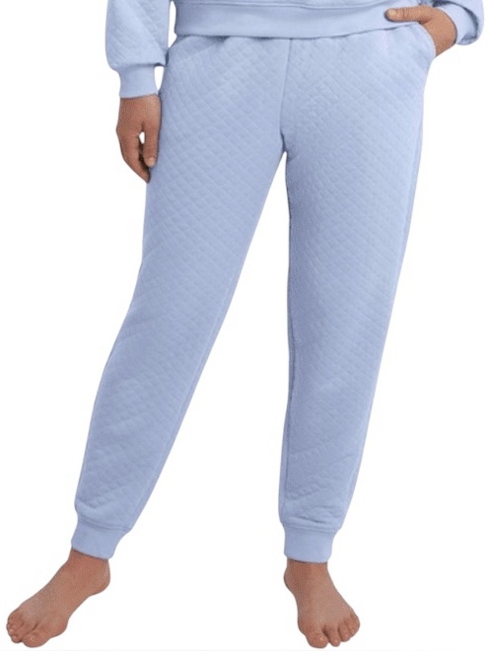 Lands End Quilted Lounge Pants Pull-On Jogger Sweatpants Light Blue Size XXL